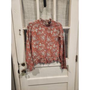 Code Mode Dusty‎ Rose Long Sleeve Floral Blouse Women's Size Medium